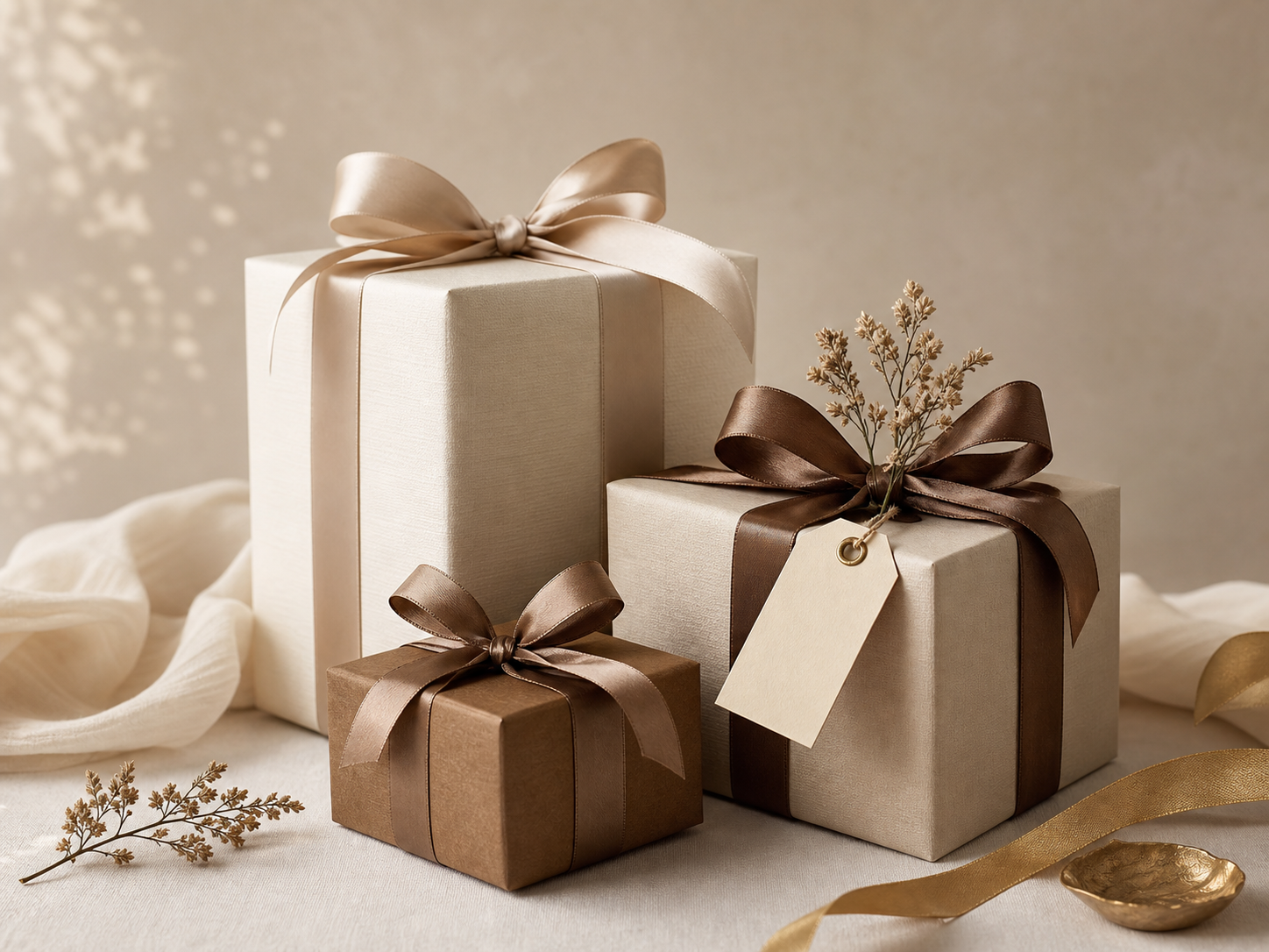 Premium gift boxes finished with satin ribbons